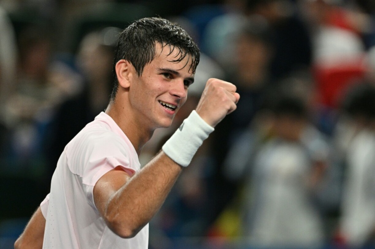 Spain's Rafael Jodar celebrates his victory against Russia's Daniil Medvedev