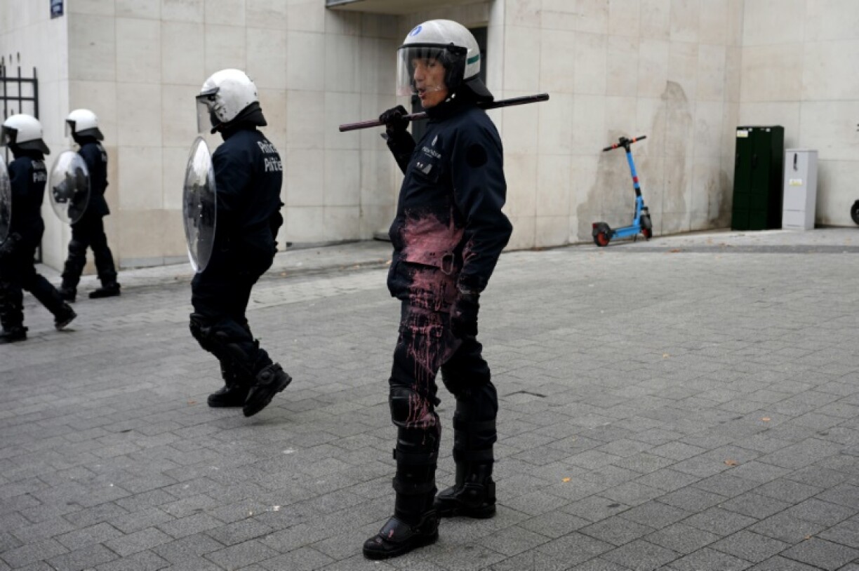 Some protesters scuffled with the police