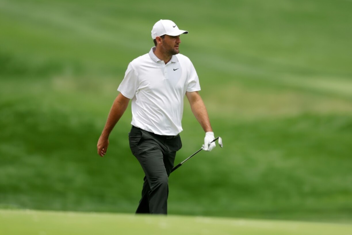 World number one Scottie Scheffler of the United States walks to the 18th green at Oakmont during a practice round ahead of the 125th US Open