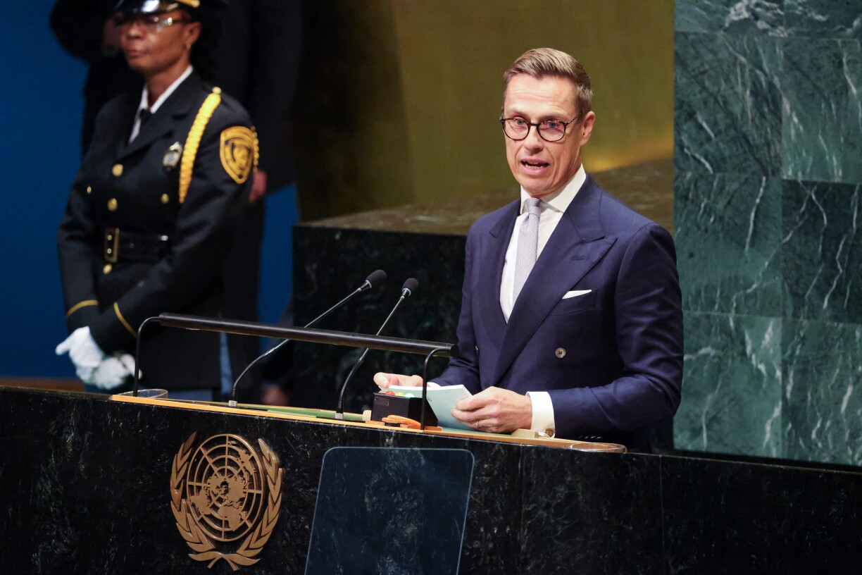 Finland's President Alexander Stubb speaks during the 81st United Nations General Assembly at the United Nations Headquarters in New York, on September 22, 2026. (Photo by Ludovic MARIN / AFP)