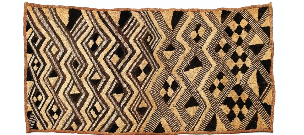 One of ten kuba raffia palm textiles auctioned on Sotheby's. The textiles were initially collected by governor Fritz Wenner in the Congo between 1920 and 1941.