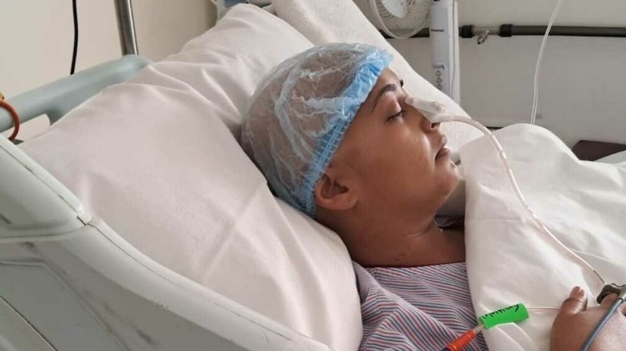 Nimkee in hospital during treatment