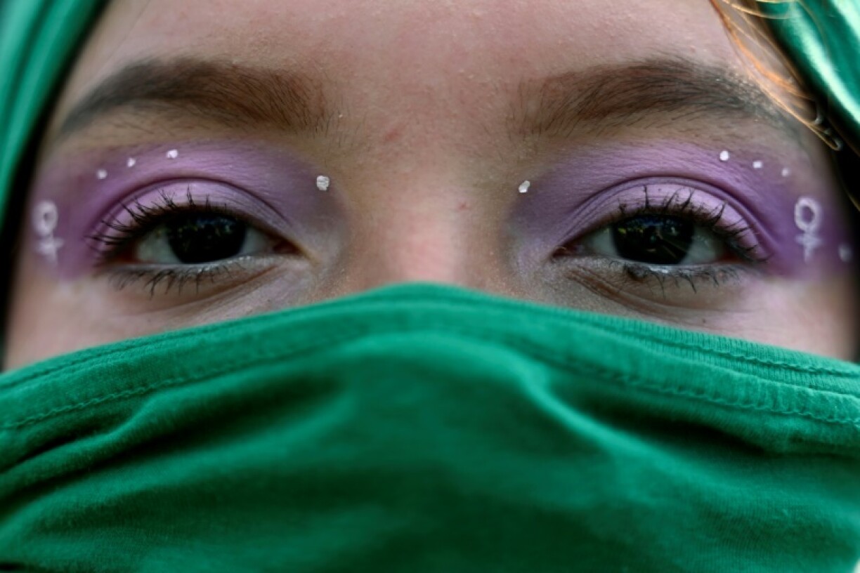A demonstrator at the march in San Salvador, El Salvador