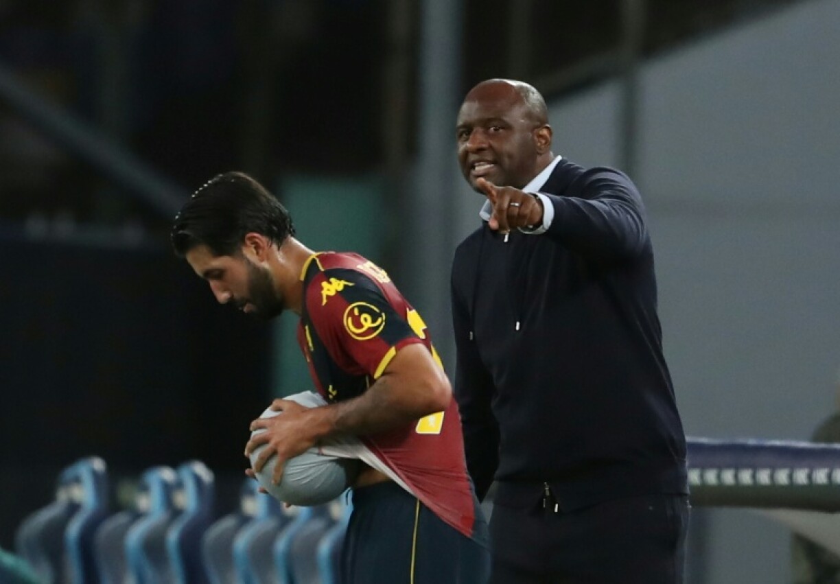 Patrick Vieira gestures as Genoa lose in Naples in October