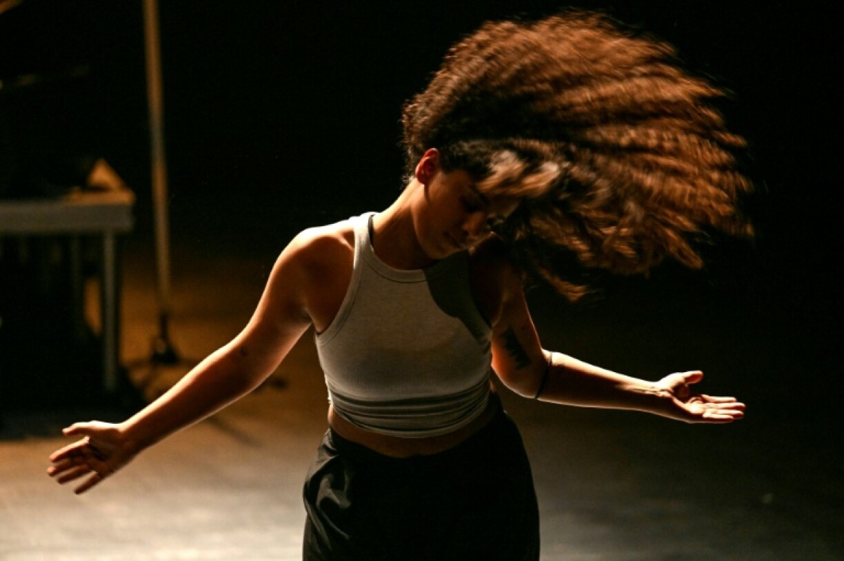 An actor performs in 'When I Saw the Sea', a play by Lebanese director Ali Chahrour, at a theatre in Beirut