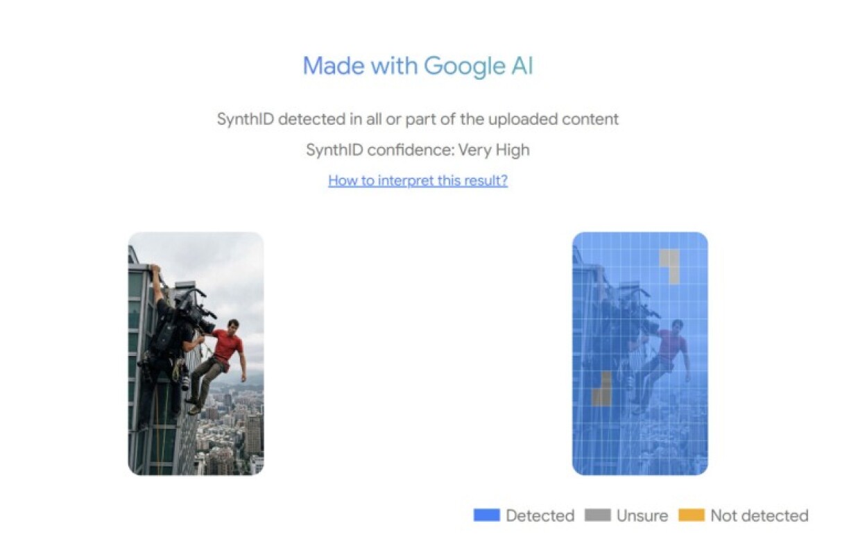 Screenshot of the SynthID Detector results
