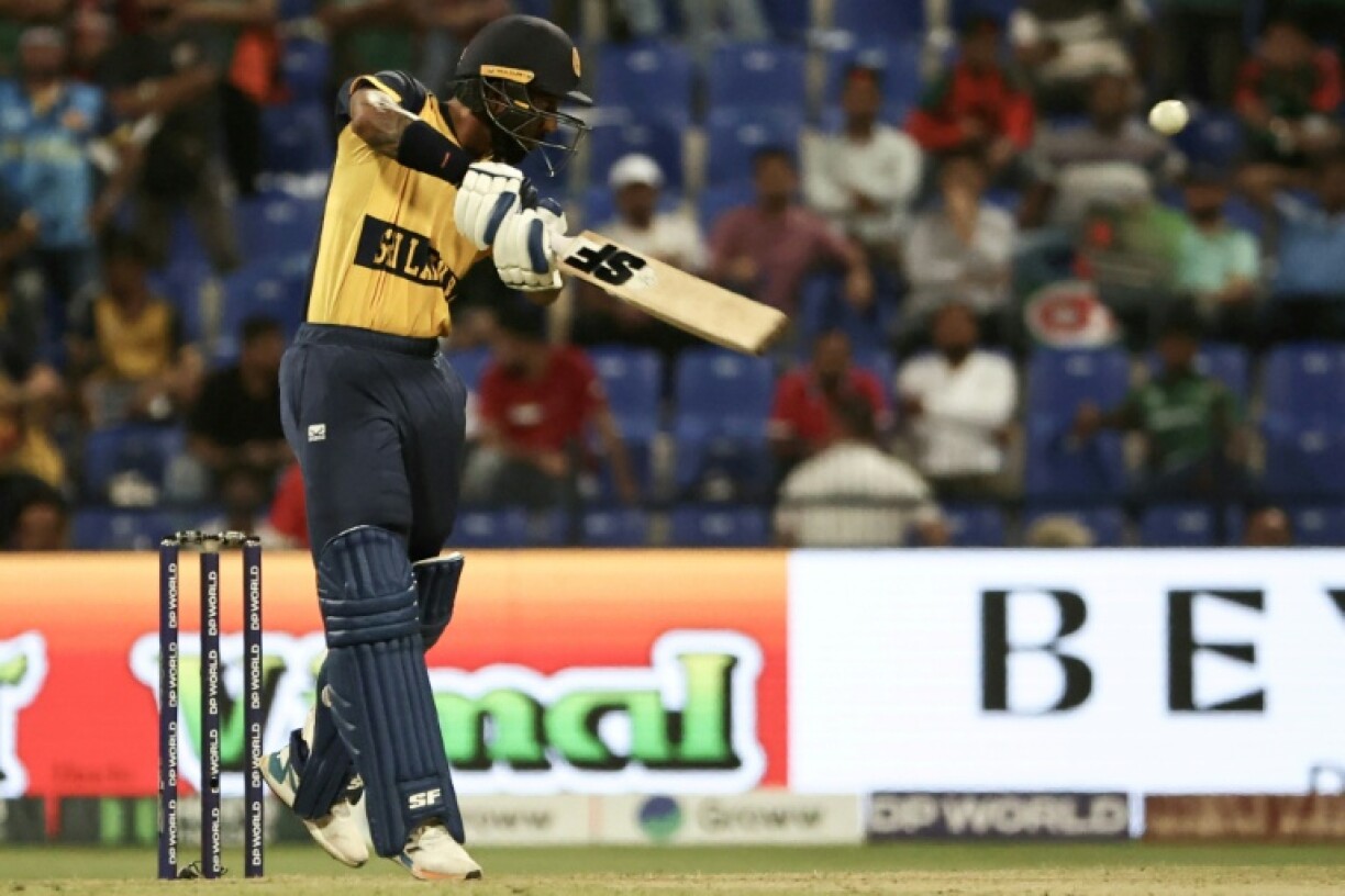 Sri Lanka's Kamil Mishara plays a shot during their Asia Cup win against Bangladesh