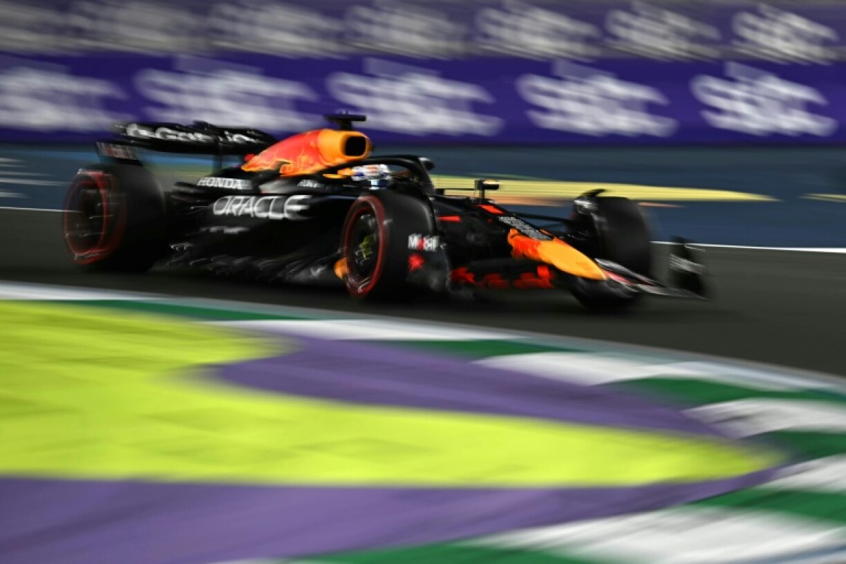 Max Verstappen on his way to a memorable pole in Jeddah