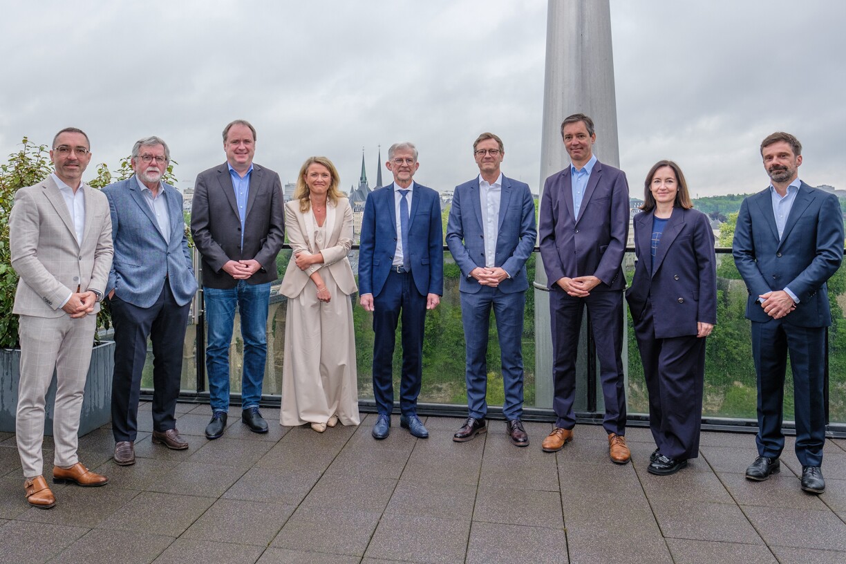 From left to right: Yves Baden, Jeannot Waringo, Marc Hoffmann, Sophie Lacour, Henri Werdel, Marc Wengler, Alain Blau, Barbara Chevalier, and Nicolas Gavage