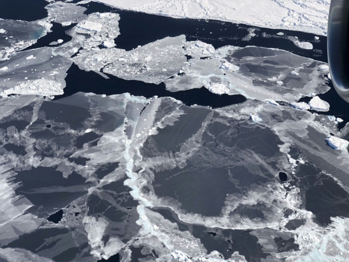 NASA image released on December 11, 2018, shows sea ice forming in the Bellingshausen Sea