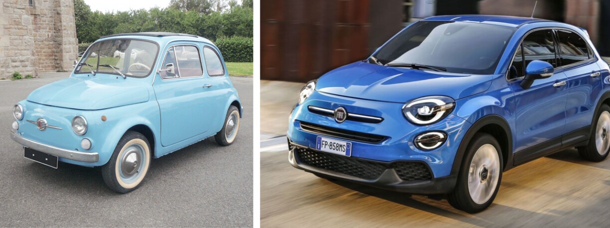 La Fiat 500, un demi-siècle plus tard... la mini-voiture a subi une sacrée poussée de croissance !