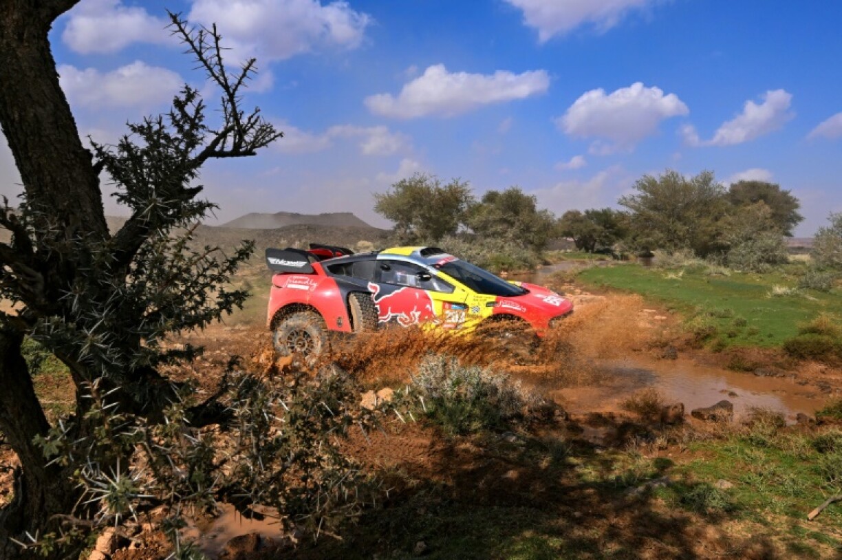 Sebastien Loeb et son co-équipier belge Fabian Lurquin ont été victimes d'une crevaison lors de la première étape du Dakar samedi.