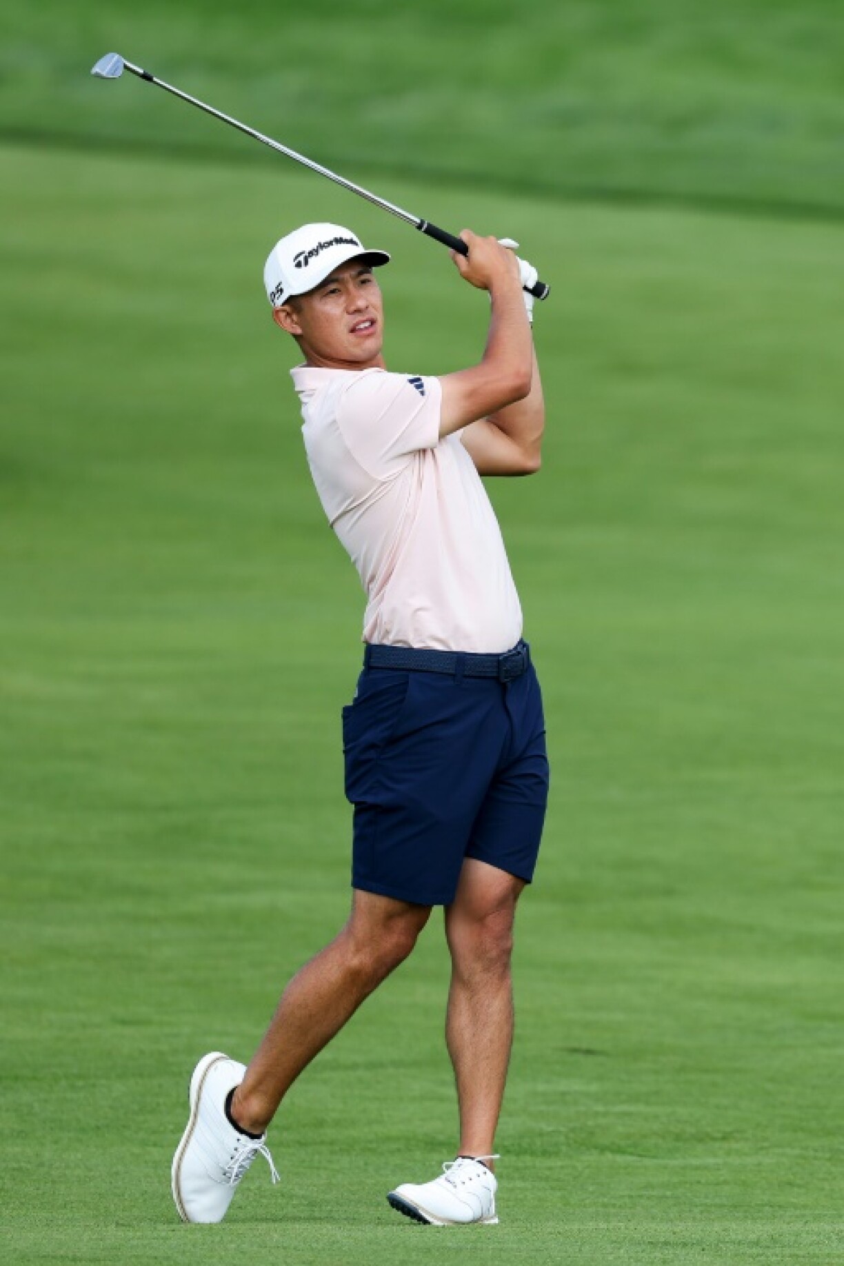 World number four Collin Morikawa of the United States plays a shot during a practice round at Oakmont ahead of the 125th US Open