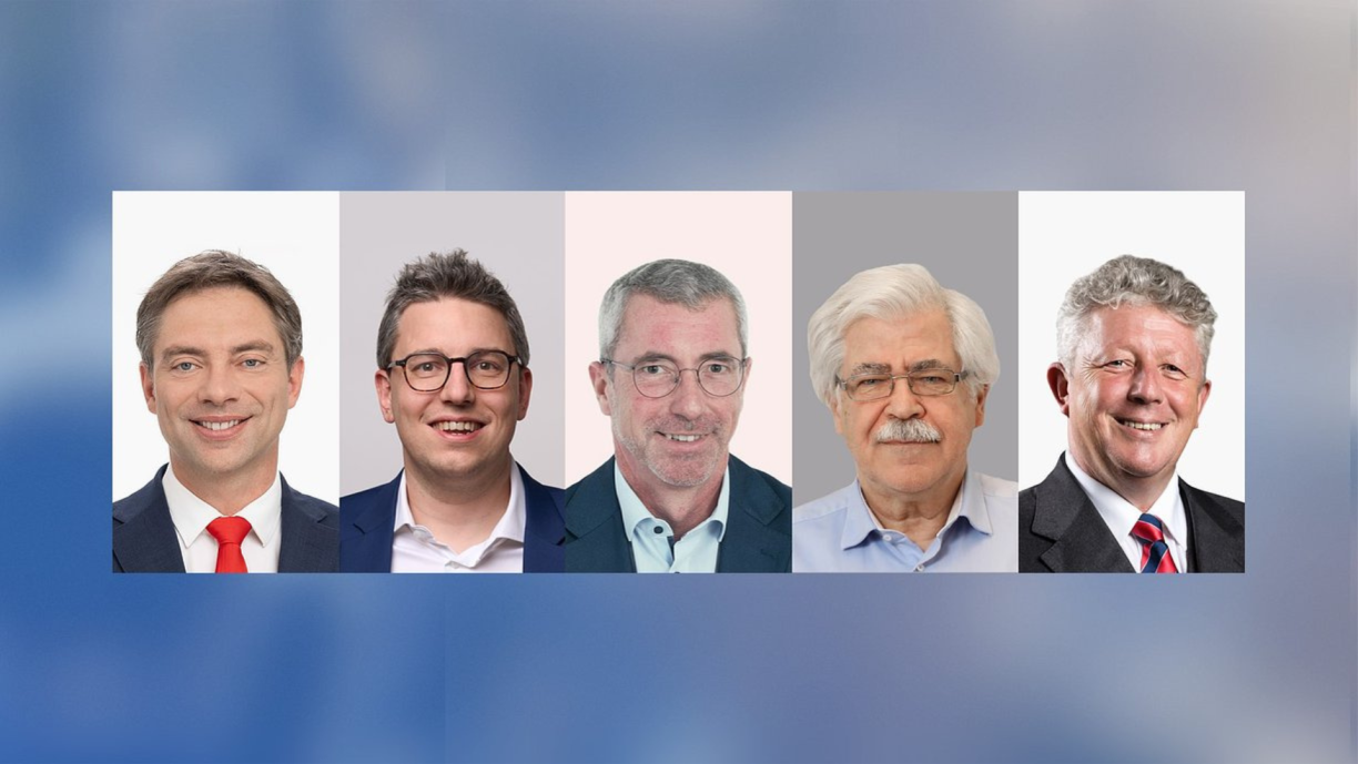 Left to right, according to list numbers: Fred Keup, Sven Clement, Frank Engel, Ali Ruckert, Joe Thein et Roy Reding (RTL)