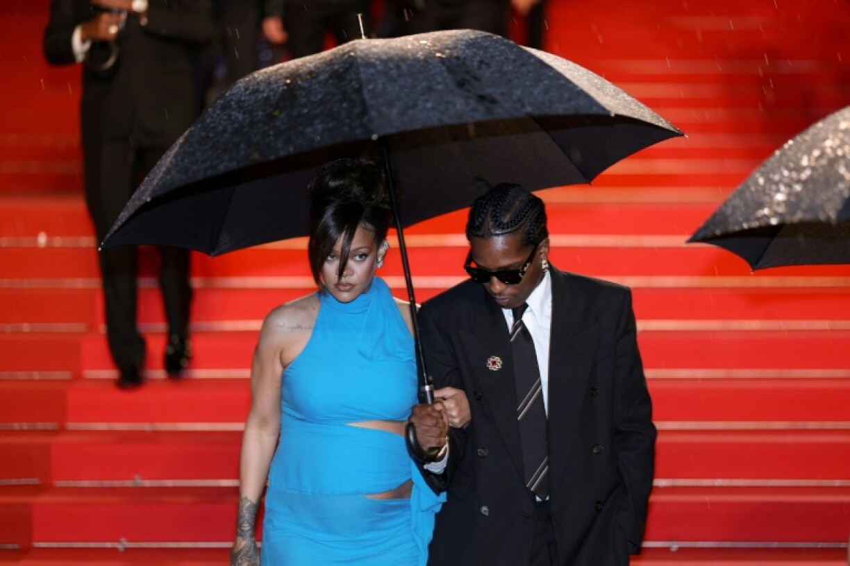 Rihanna and Asap Rocky leave after the screening of the film