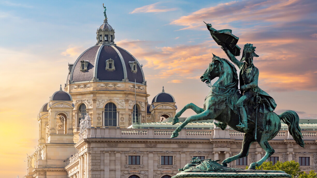 The Vienna State Opera is a 19th-century opera house renowned for its elegant architecture and world-class performances.
