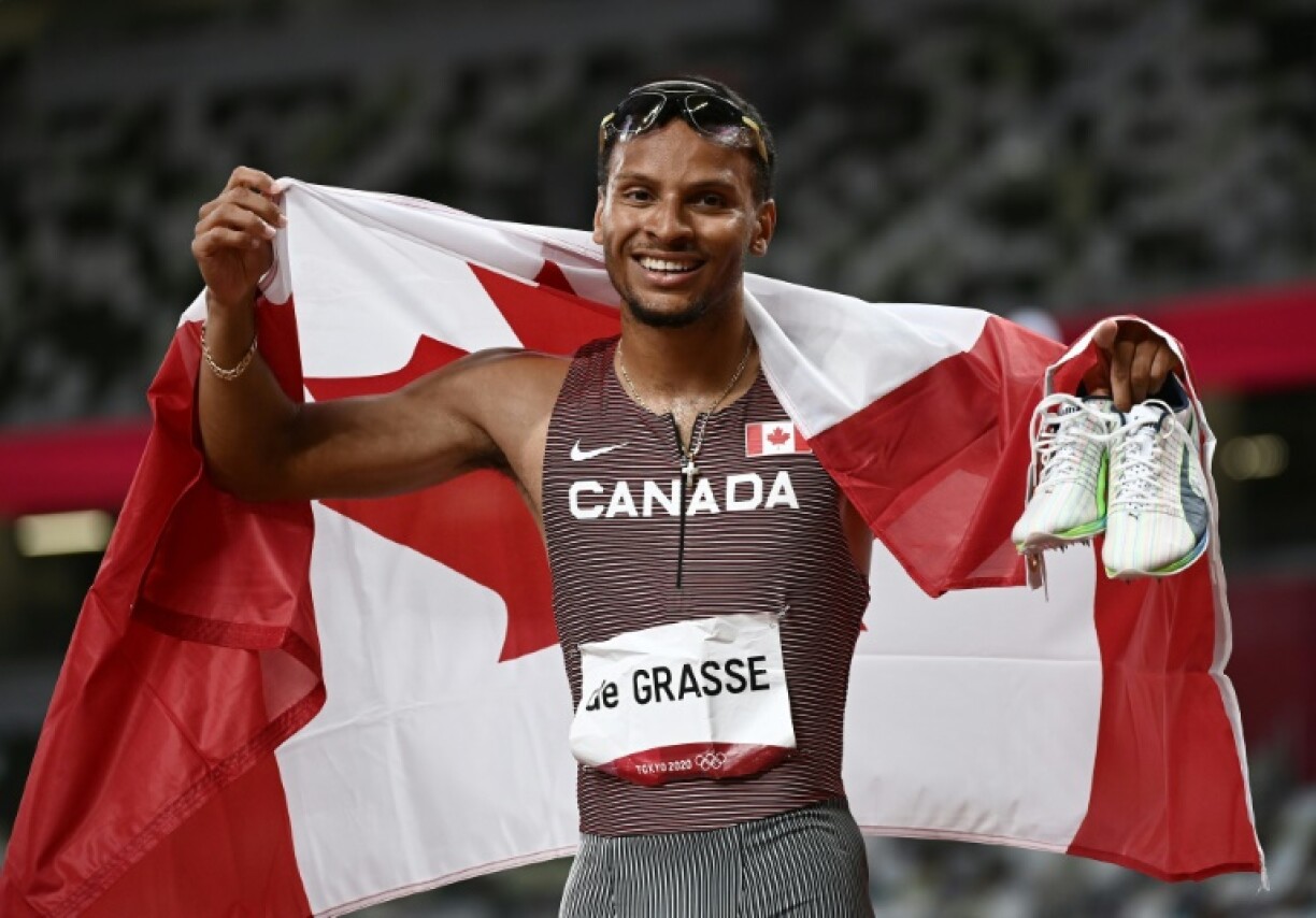 Le Canadien Andre de Grasse médaille d'or du 200 m aux JO de Tokyo, le 4 août 2021