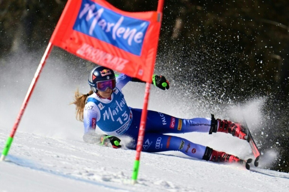 Italy's Sofia Goggia crashed in the first run of the women's giant slalom in Kronplatz, Italy