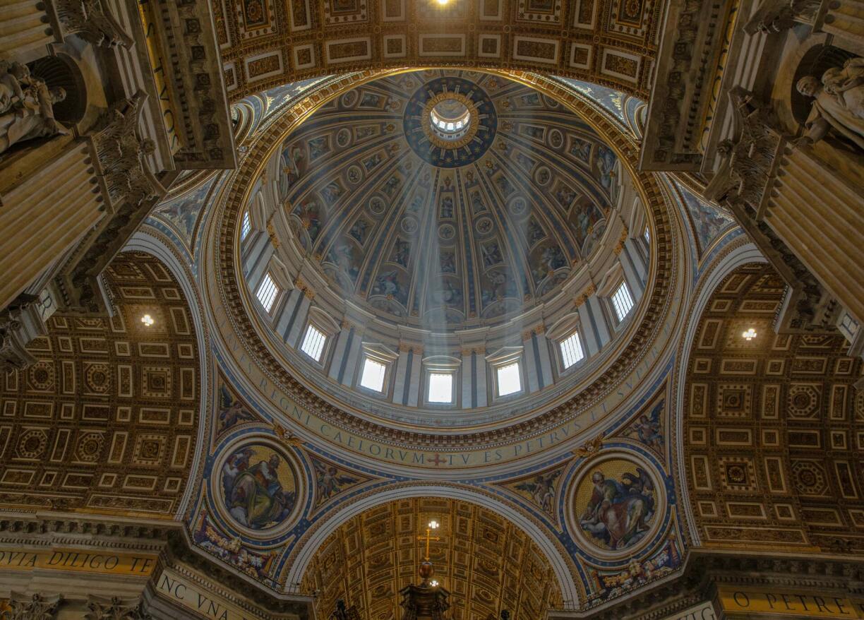 From floor to ceiling the dome of St Peter's Basilica stands 136.6 metres high, with a diameter of 42m.