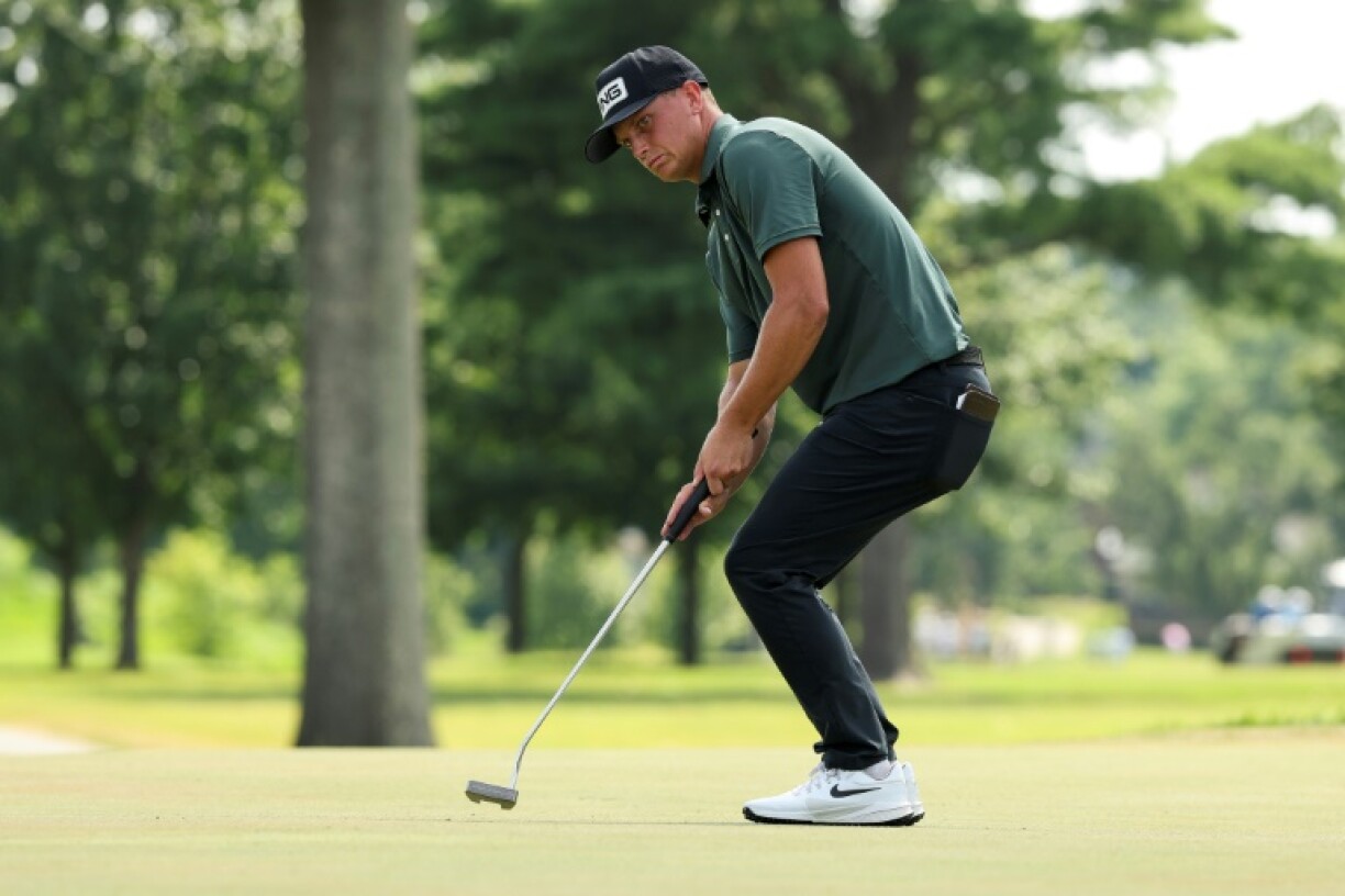 American William Mouw reacts to a putt on the way to victory in the US PGA Tour ISCO Championship in Kentucky