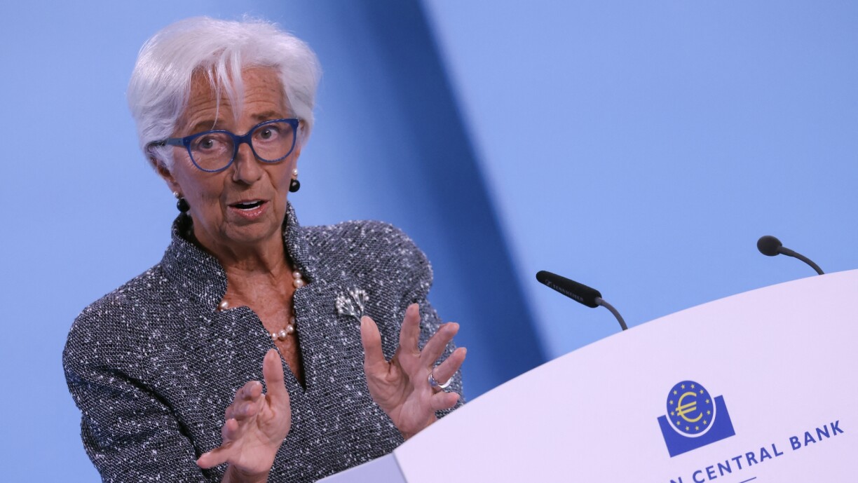 European Central Bank (ECB) president Christine Lagarde addresses a press conference on the Eurozone's monetary policy, at the ECB headquarters in Frankfurt am Main on 12 September.