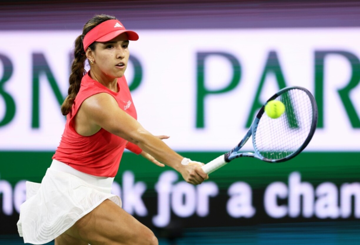 Colombia's Camila Osorio plays a backhand on the way to a first-round victory over Naomi Osaka at Indian Wells