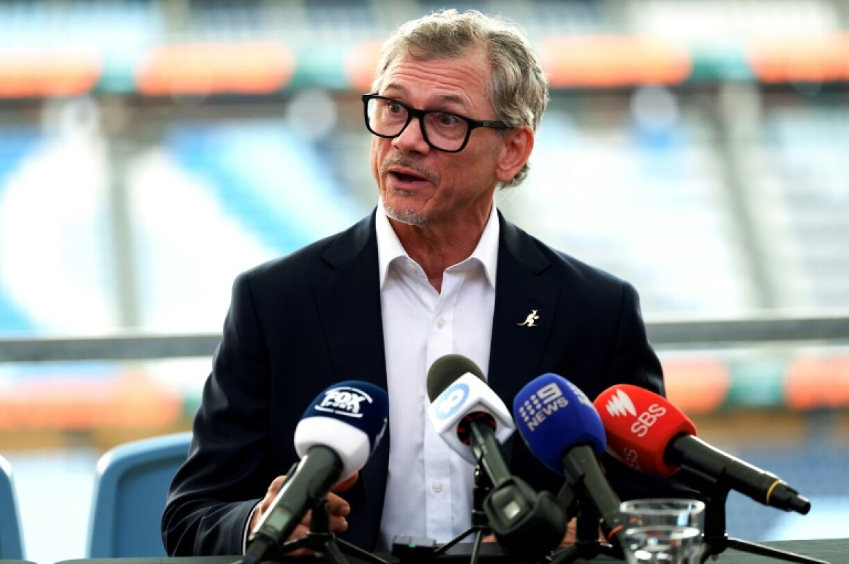 Les Kiss talks to reporters in Sydney on Wednesday after being named as next Wallabies coach