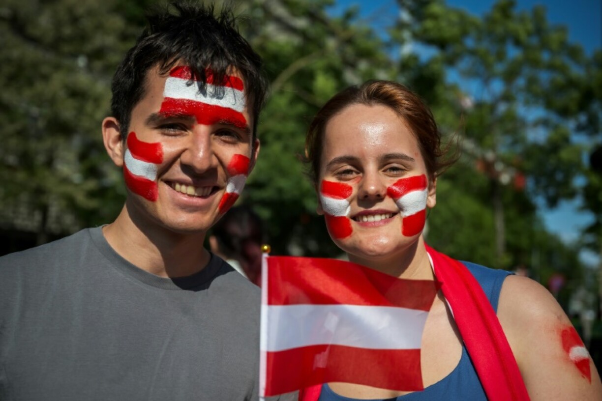 Austrian Eurovision enthusiasts waited outside the St Jakobshalle arena prior to second semi-final