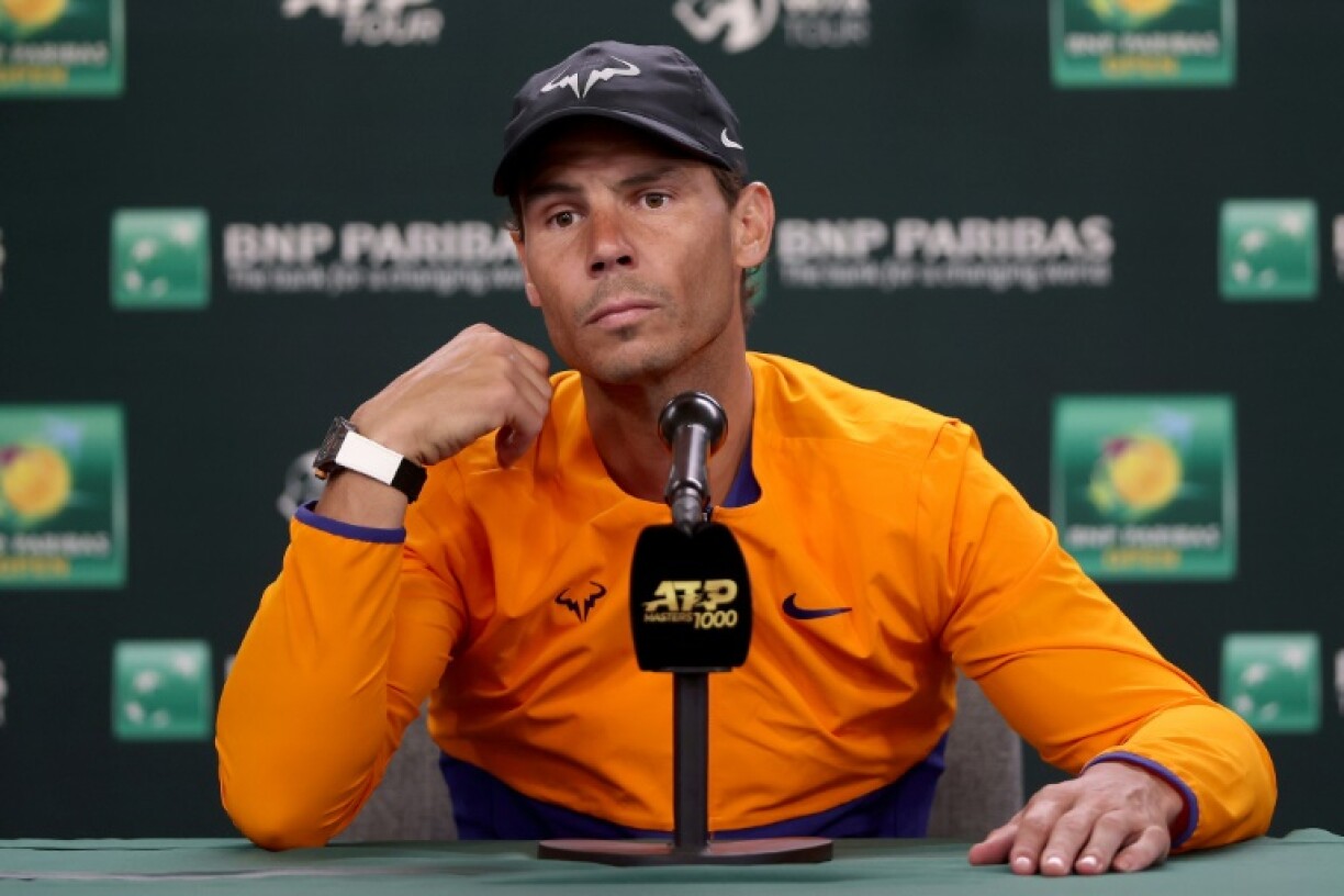 Rafael Nadal lors d'un point presse à Indian Wells, le 10 mars 2022