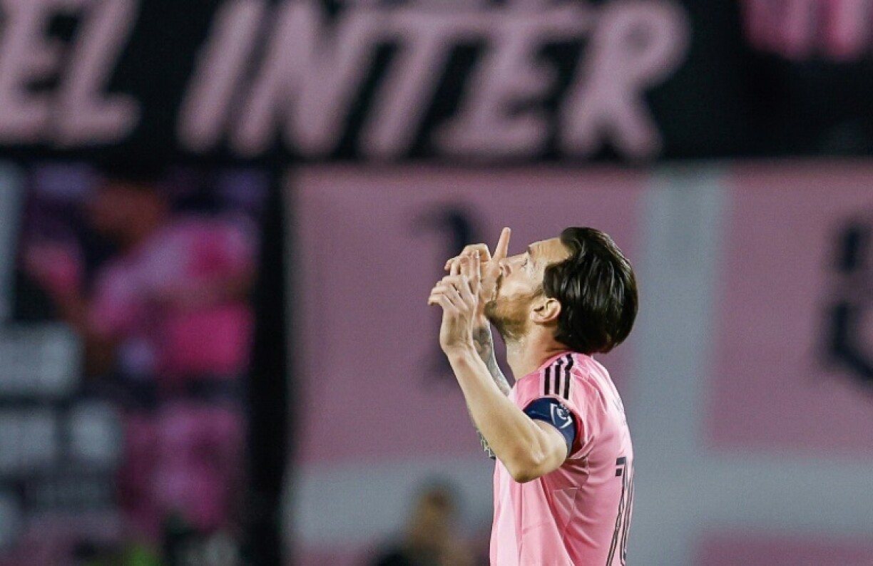 Lionel Messi celebrates after helping Inter Miami battle into the CONCACAF Champions Cup semi-finals