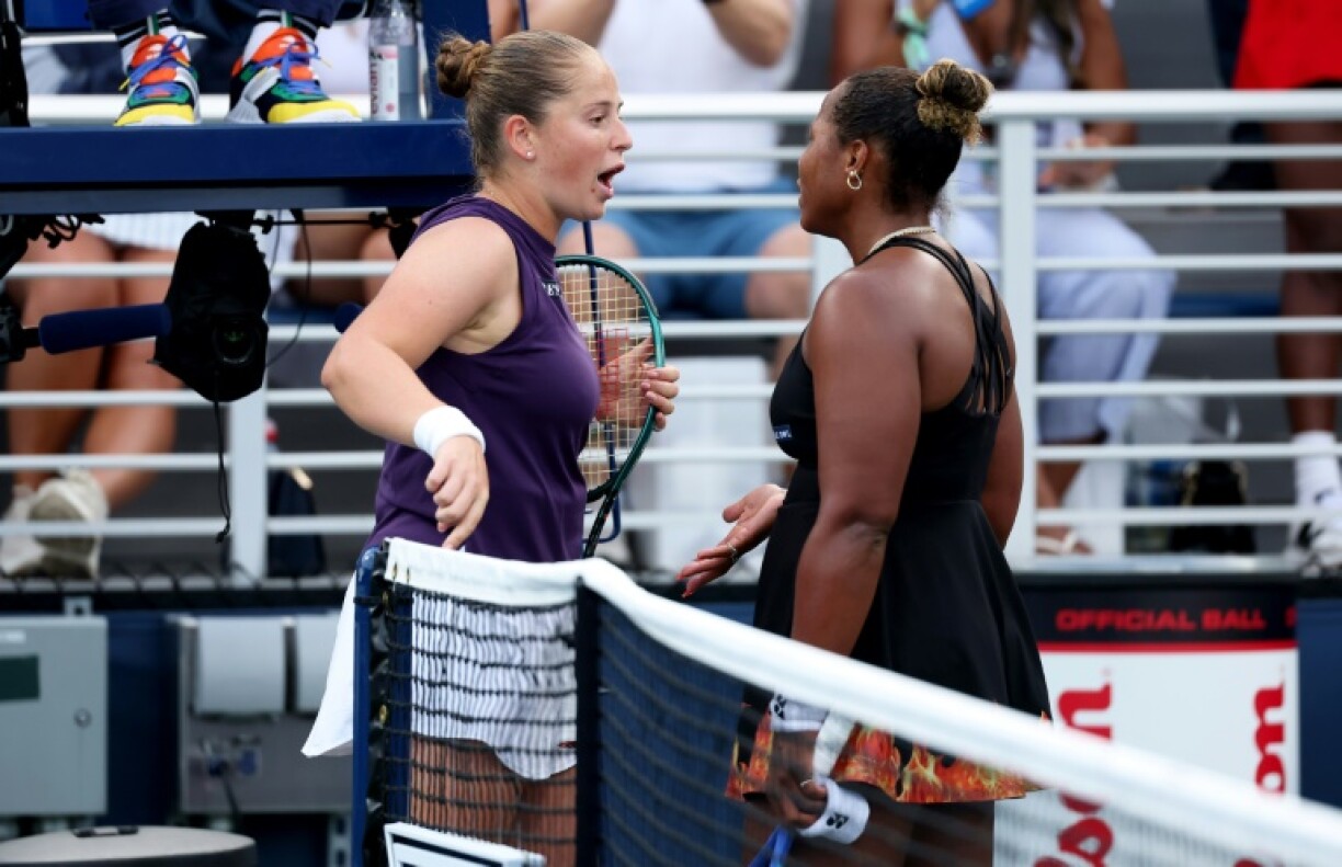 Jelena Ostapenko (left) has denied accusations of racism following her rant at Taylor Townsend
