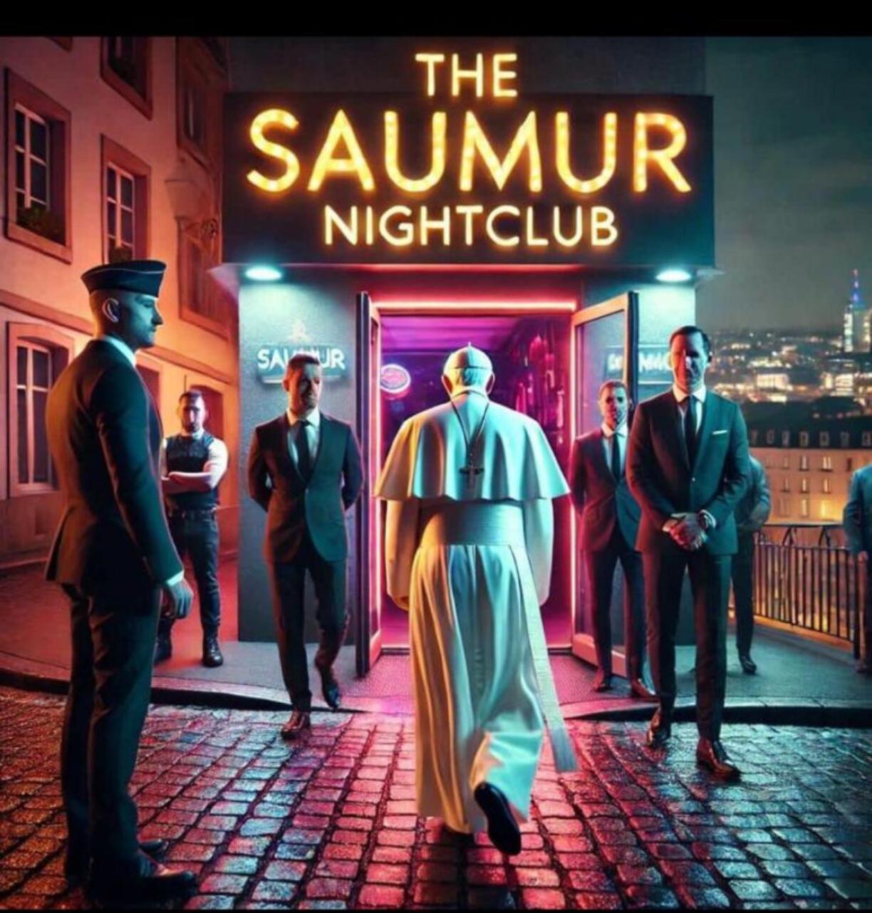 The Pope did of course not visit Saumur. While this picture is easily recognisable, a more powerful AI generator might have produced a much more convincing image.