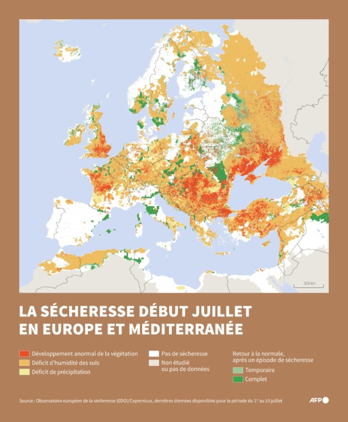 Drought in Europe and the Mediterranean in early July 2025