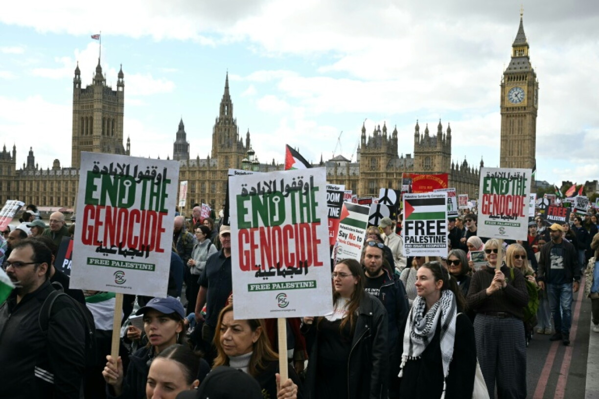 Marche de soutien aux Palestiniens organisée par le mouvement Palestine Solidarity, le 10 octobre 2026 à Londres