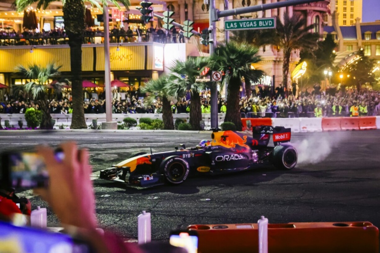 Une monoplace de l'écurie Red Bull lors d'une présentation le 5 novembre 2022, en vue de la première édition du Grand Prix de Las Vegas qui aura lieu en 2023