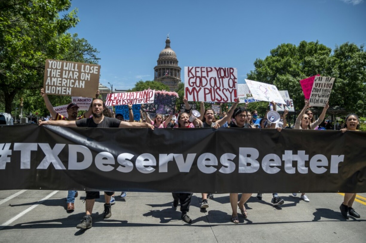 Manifestation pour le droit à l'avortement devant le parlement du Texas à Austin, le 29 mai 2021