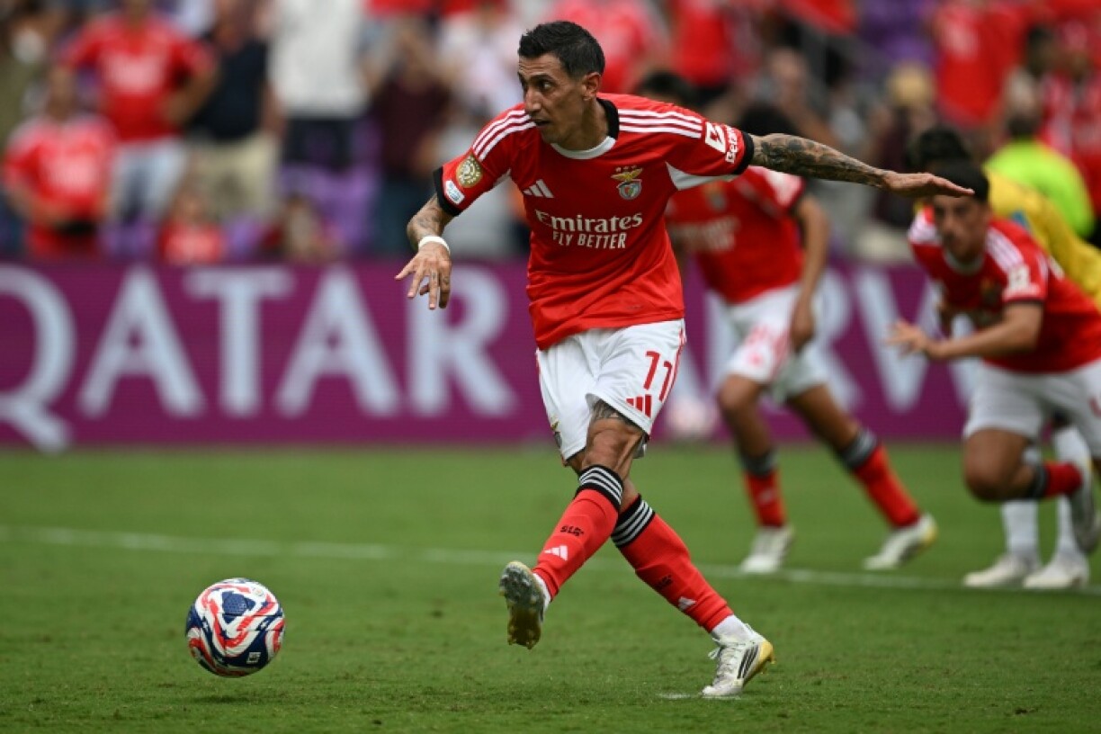 Benfica's Argentine midfielder Angel Di Maria scored twice from the penalty spot against Auckland City