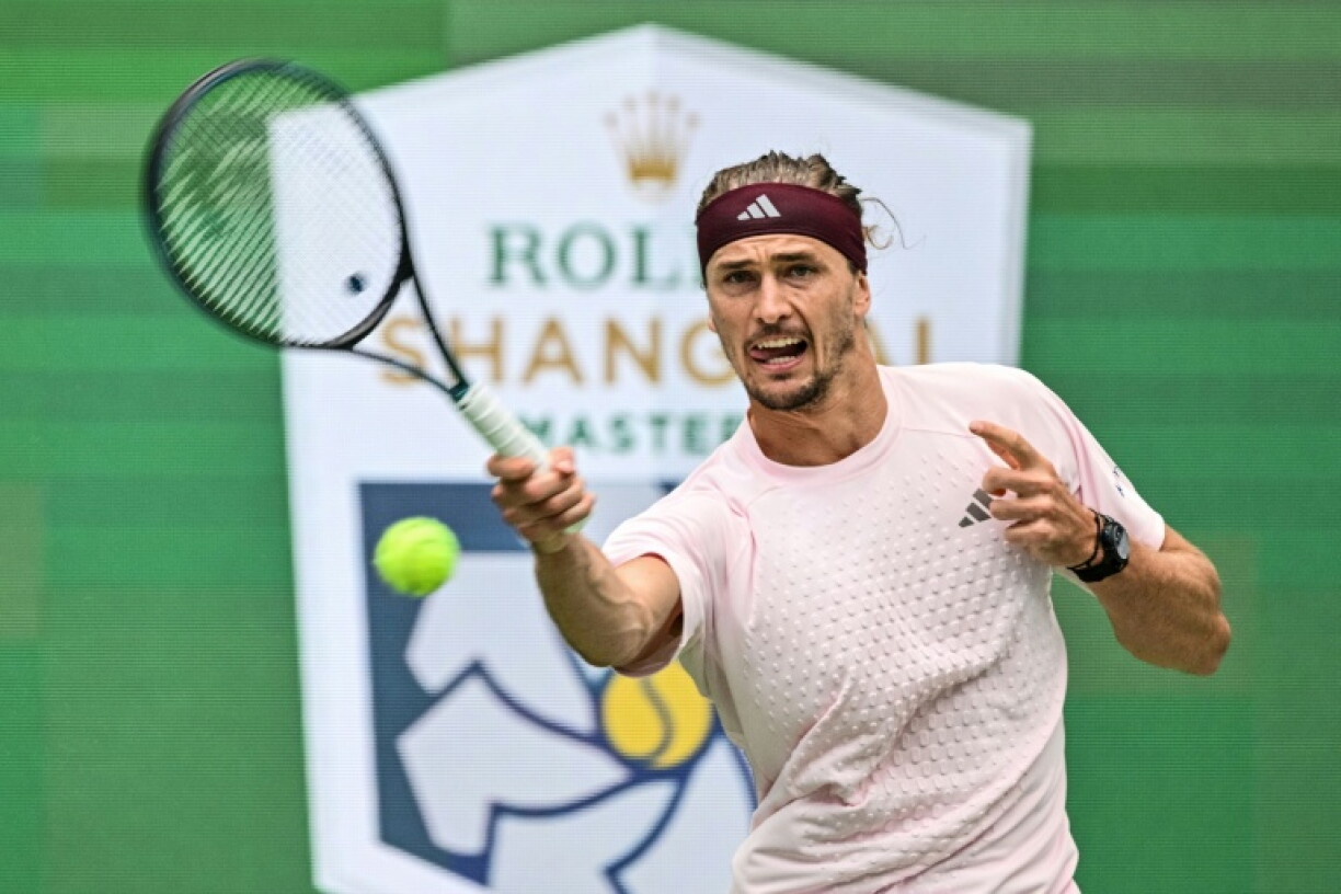 Germany's Alexander Zverev hits a return in Shanghai