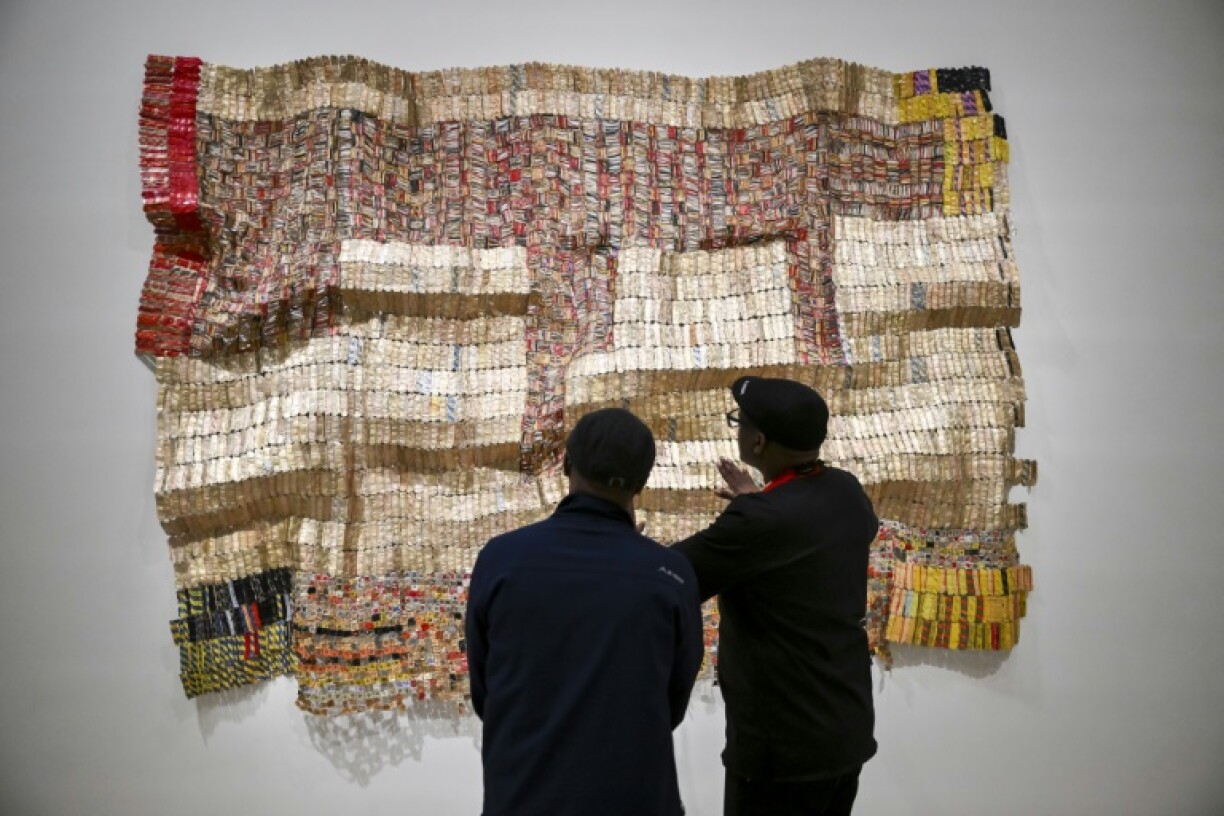 A work by Ghanaian artist El Anatsui on display at the Metropolitan Museum in New York