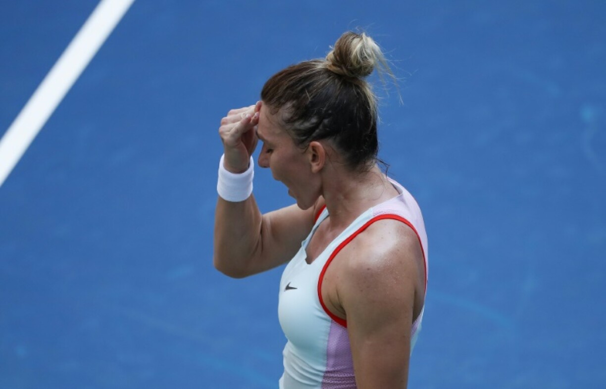 La Roumaine Simona Halep contre l'Ukrainienne Daria Snigur lors du 1er tour de l'US Open, le 29 août 2022 à New York