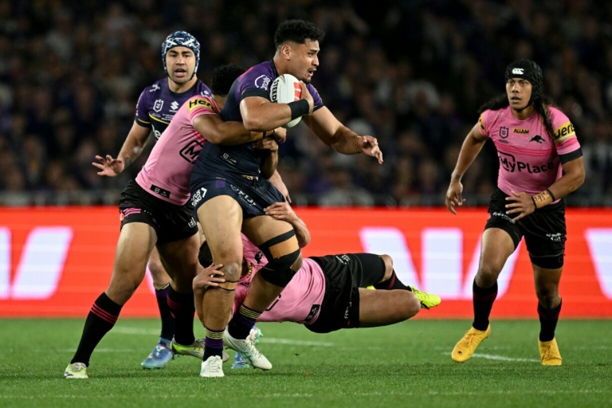 Tonga's Eli Katoa (with ball) has been ruled out of the NRL season after brain surgery