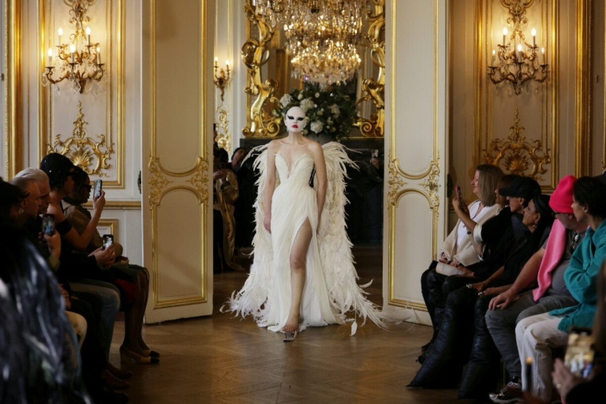 US singer Hannah Rose Dalton presented a Matieres Fecales creation at Paris Fashion Week in March 2025