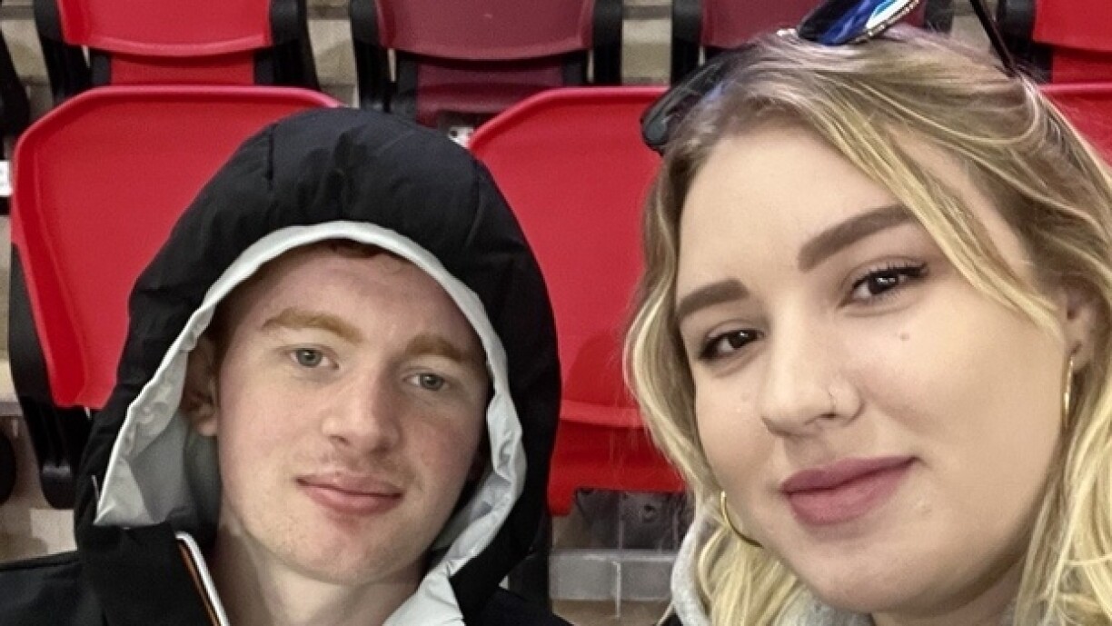 Riley, on the left, at his first Luxembourg Football game.