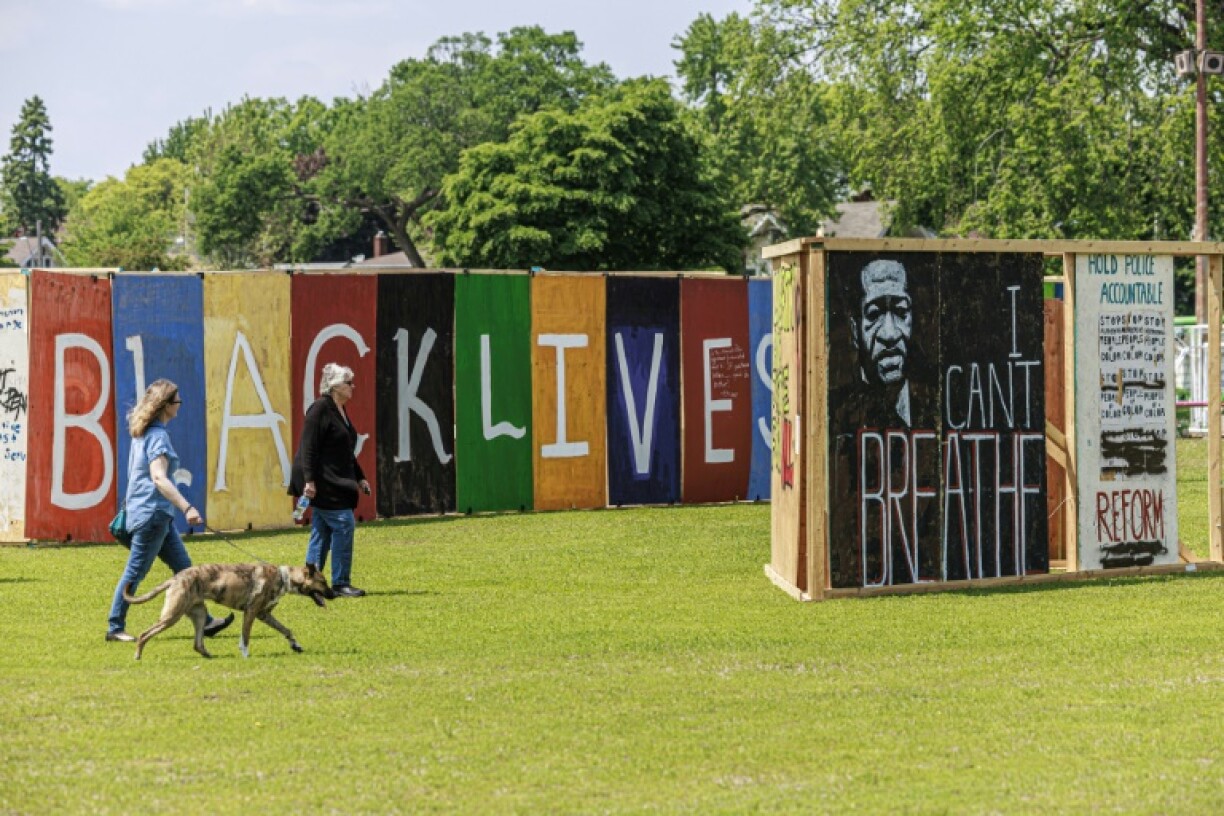 Around 50 protest art boards were exhibited at a memorial event near George Floyd Square in Minneapolis