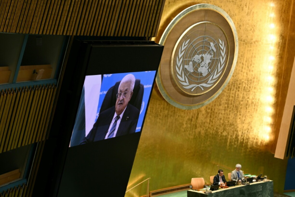 Palestinian president Mahmoud Abbas spoke to the UN General Assembly by video message after Washington denied him a visa