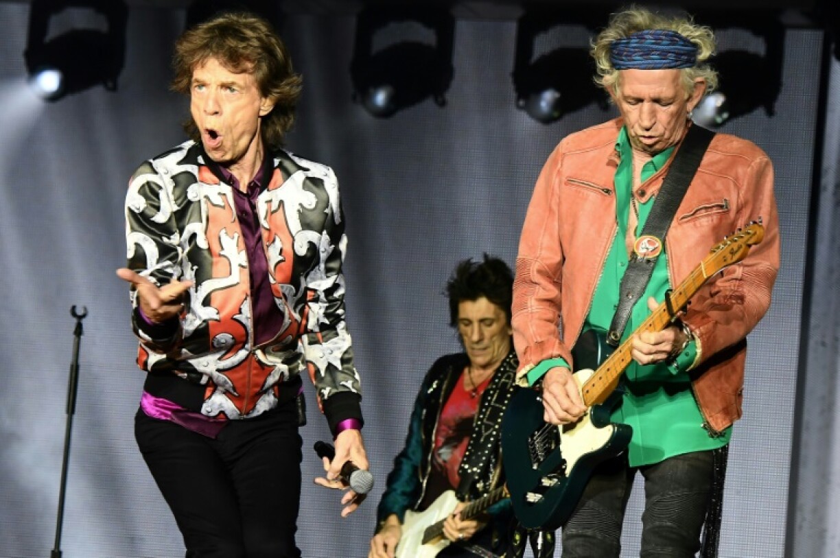 Les membres des Rolling Stones, Mick Jagger, Ronnie Wood et Keith Richards en concert le 26 juin 2018 au stade Vélodrome de Marseille