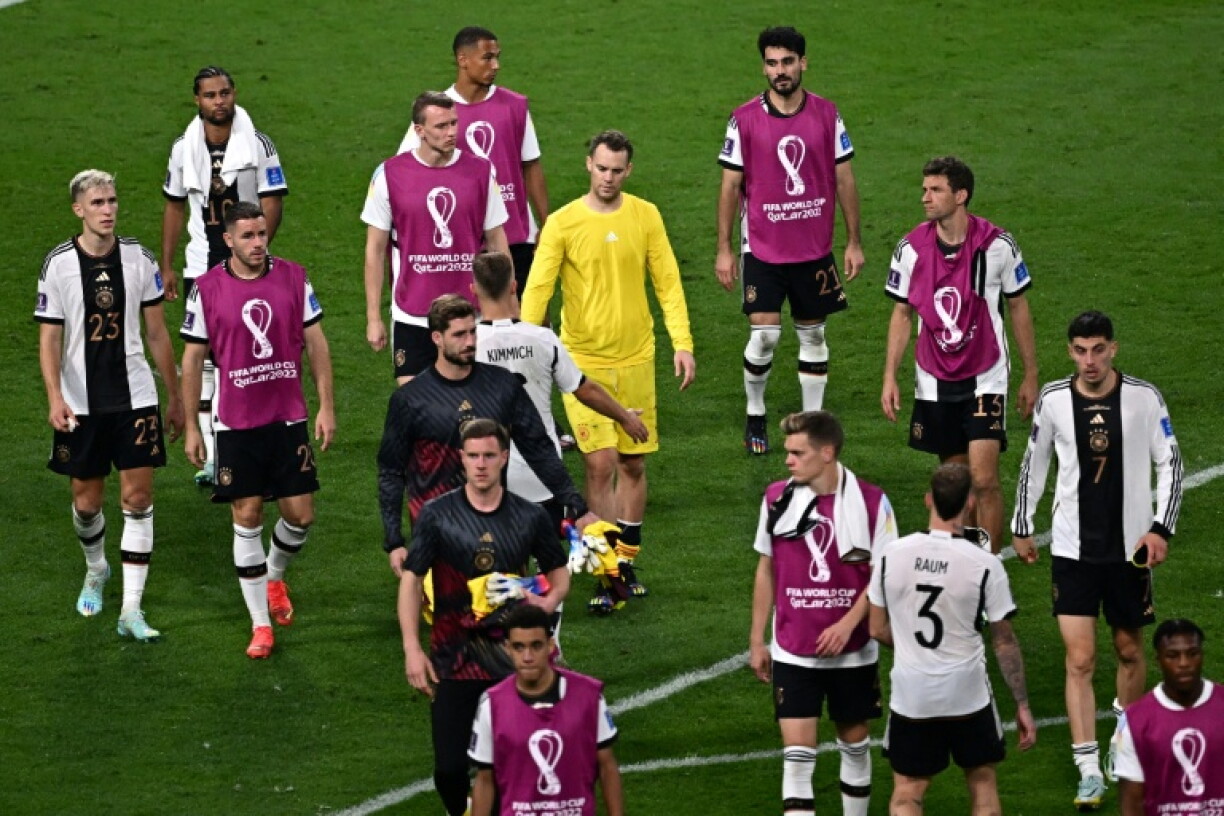 La déception des joueurs allemands après leur défaite face au Japon pour leur entrée en lice à la dernière Coupe du monde, le 23 novembre 2022 à Doha