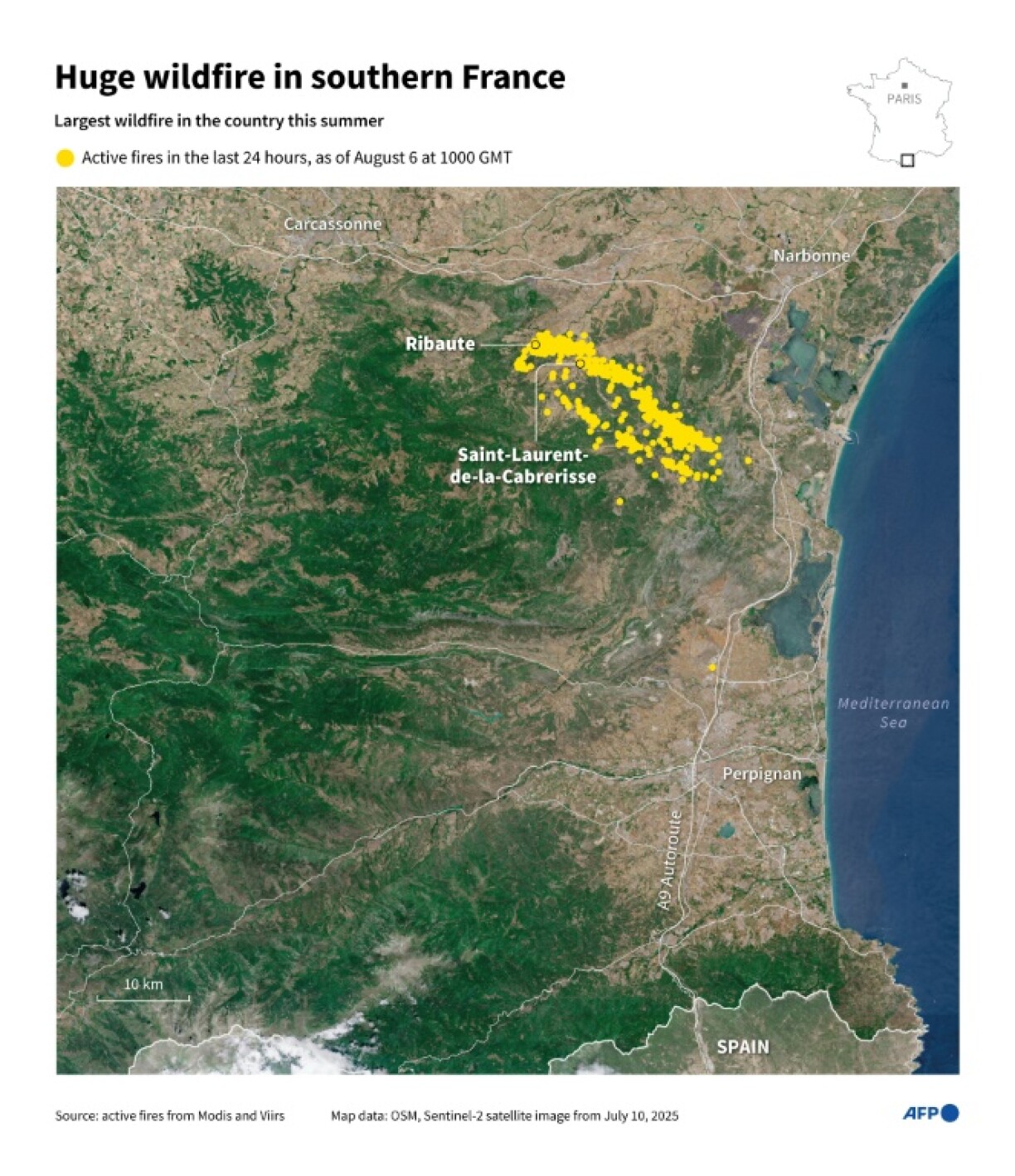 Huge wildfire in southern France