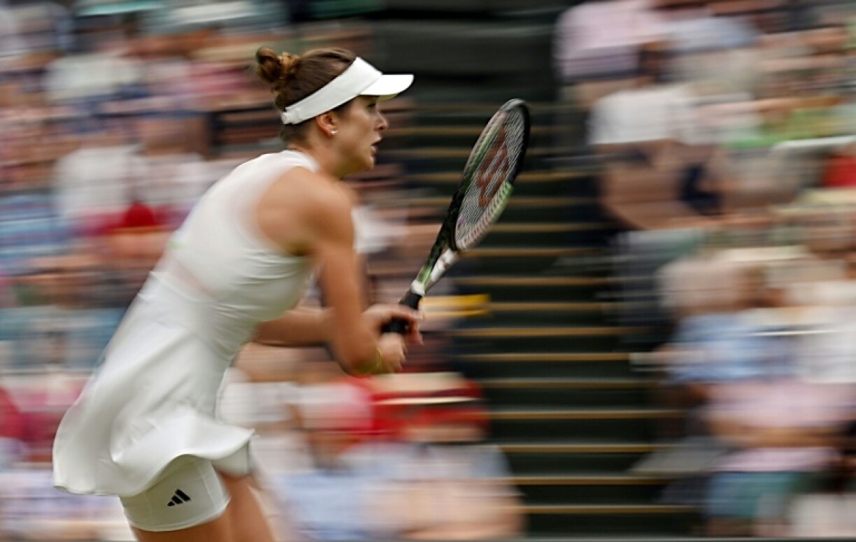 Ukraine's Elina Svitolina in action in the semi-finals at Wimbledon in 2023