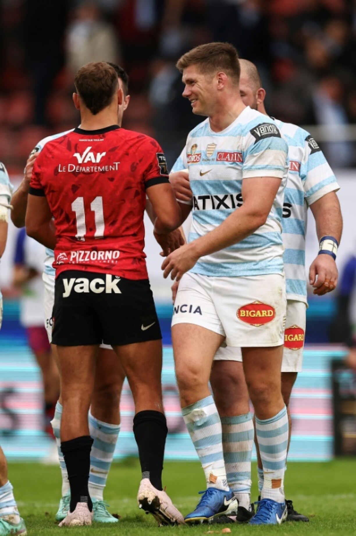 Owen Farrell (R) made his last England appearance at the 2023 Rugby World Cup